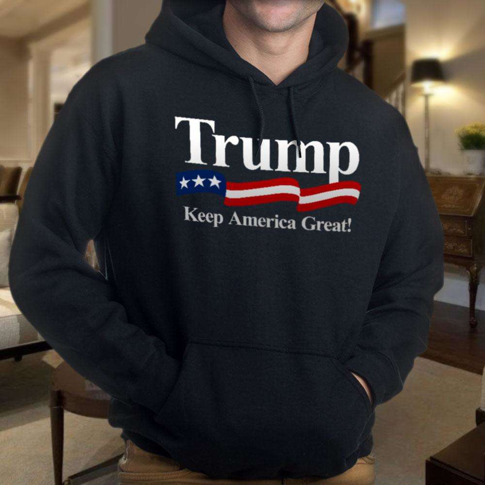 Designs by MyUtopia Shout Out:Trump Keep America Great US FlagCore Fleece Pullover Hoodie