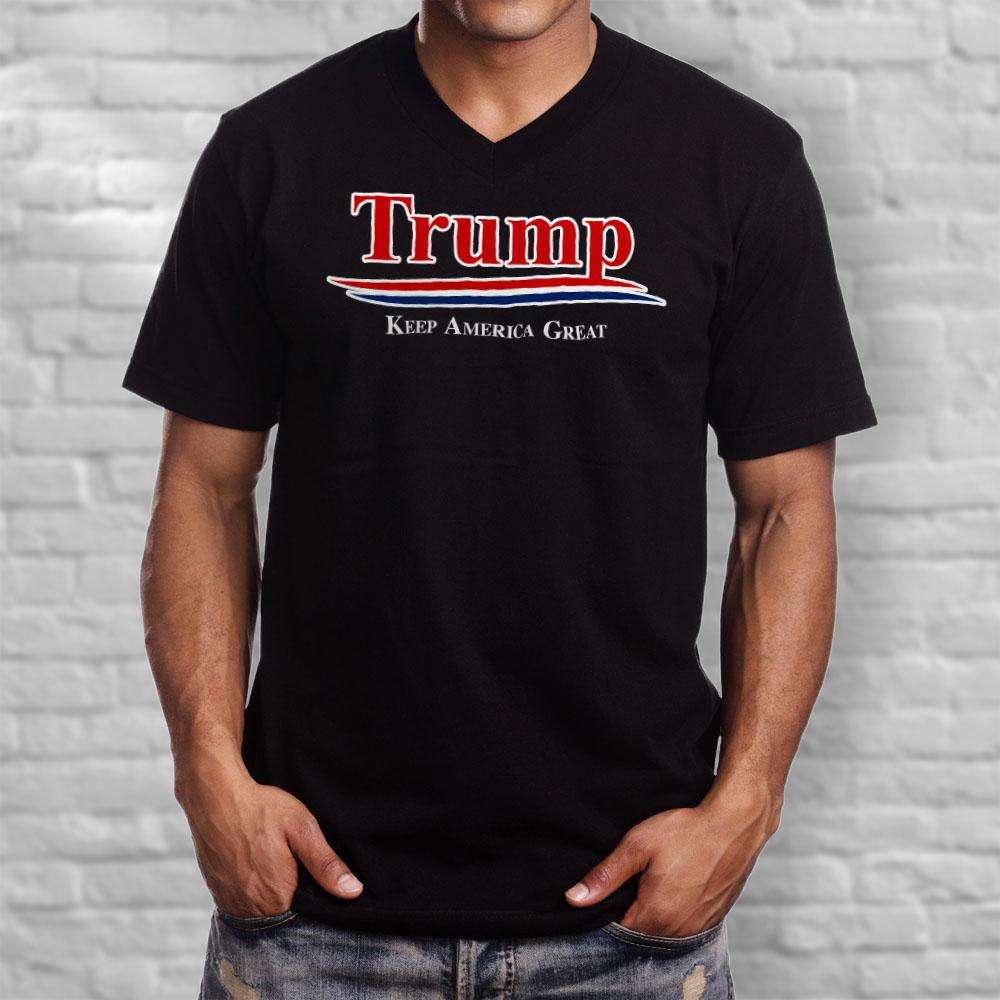 Designs by MyUtopia Shout Out:Trump Keep America Great v2 Men's Printed V-Neck T-Shirt