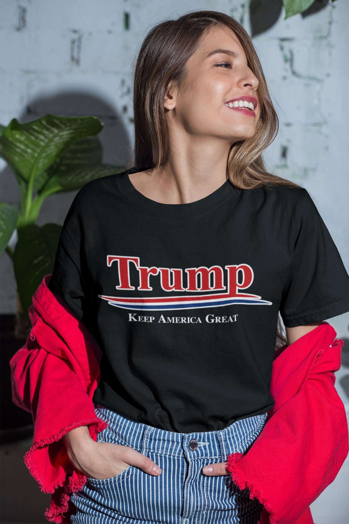 Designs by MyUtopia Shout Out:Trump Keep America Great v2 Unisex Jersey Short-Sleeve T-Shirt