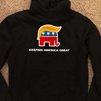 Load image into Gallery viewer, Designs by MyUtopia Shout Out:Trump Keeping America Great 2020 Patriotic Elephant Core Fleece Pullover Hoodie
