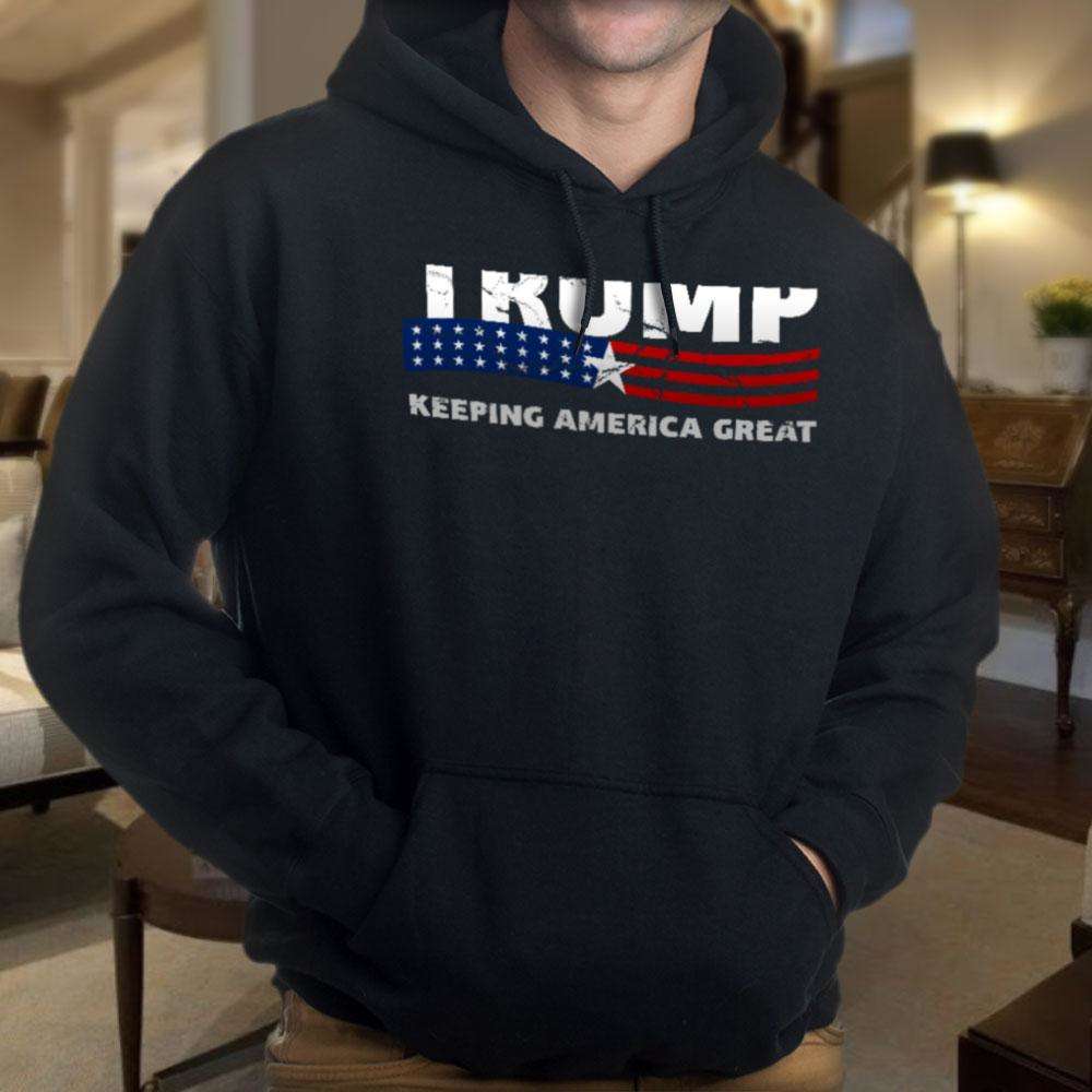 Designs by MyUtopia Shout Out:Trump Keeping America Great Core Fleece Pullover Hoodie