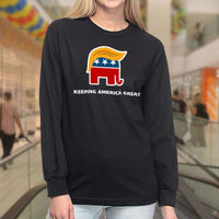 Load image into Gallery viewer, Designs by MyUtopia Shout Out:Trump Keeping America Great Elephant Long Sleeve Ultra Cotton T-Shirt
