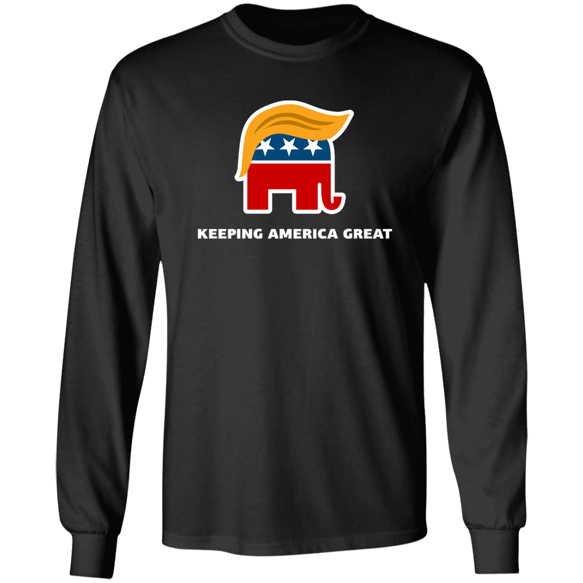 Designs by MyUtopia Shout Out:Trump Keeping America Great Elephant Long Sleeve Ultra Cotton T-Shirt,Black / S,Long Sleeve T-Shirts
