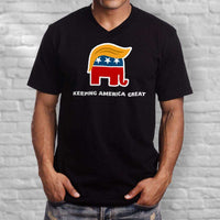 Load image into Gallery viewer, Designs by MyUtopia Shout Out:Trump Keeping America Great Elephant Men&#39;s Printed V-Neck T-Shirt

