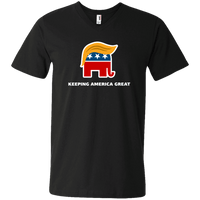 Load image into Gallery viewer, Designs by MyUtopia Shout Out:Trump Keeping America Great Elephant Men&#39;s Printed V-Neck T-Shirt,S / Black,Adult Unisex Vneck Tee
