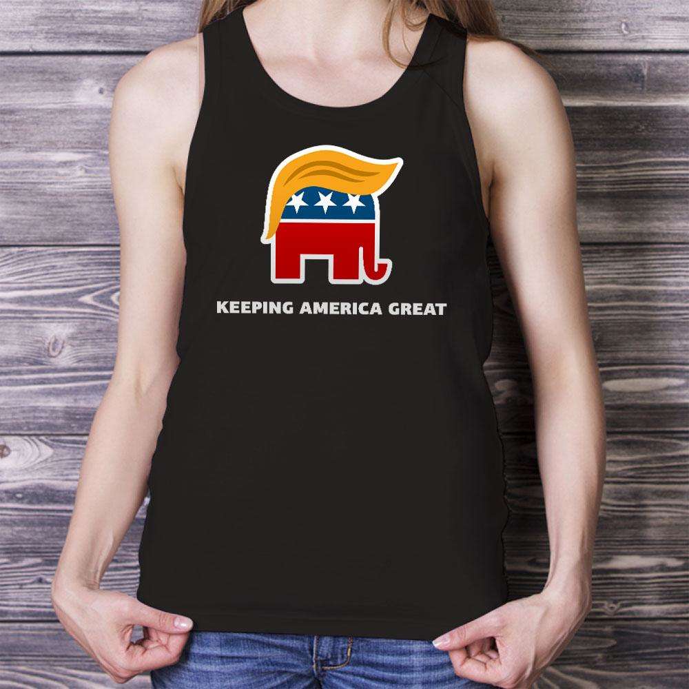 Designs by MyUtopia Shout Out:Trump Keeping America Great Elephant Unisex Tank