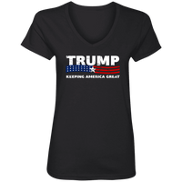 Load image into Gallery viewer, Designs by MyUtopia Shout Out:Trump Keeping America Great Ladies&#39; V-Neck T-Shirt,S / Black,Ladies T-Shirts
