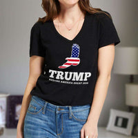 Load image into Gallery viewer, Designs by MyUtopia Shout Out:Trump Keeping America Great Patriotic Eagle Ladies&#39; V-Neck T-Shirt
