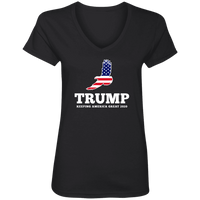 Load image into Gallery viewer, Designs by MyUtopia Shout Out:Trump Keeping America Great Patriotic Eagle Ladies&#39; V-Neck T-Shirt,S / Black,Ladies T-Shirts
