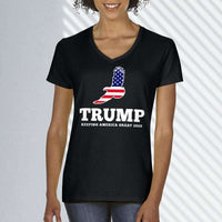 Load image into Gallery viewer, Designs by MyUtopia Shout Out:Trump Keeping America Great Patriotic Eagle Ladies&#39; V-Neck T-Shirt
