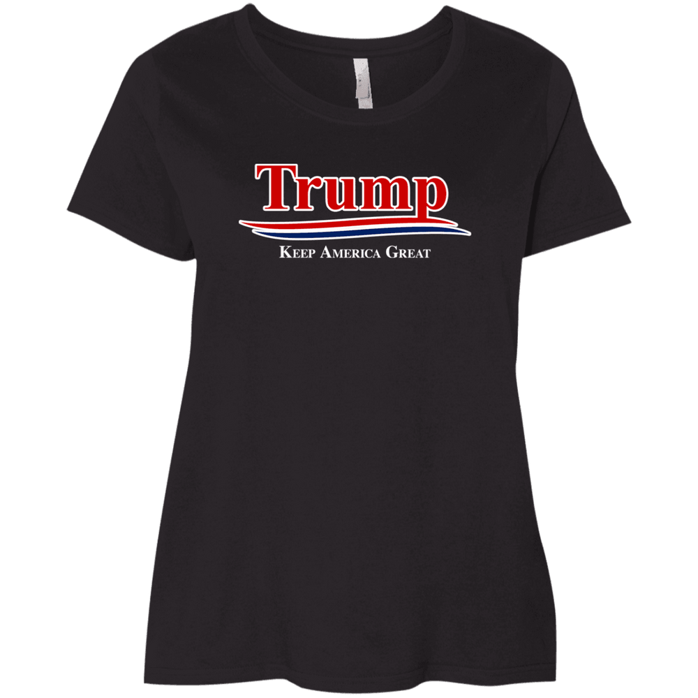 Designs by MyUtopia Shout Out:Trump Ladies' Plus Size Curvy T-Shirt,Black / Plus 1X,Ladies T-Shirts
