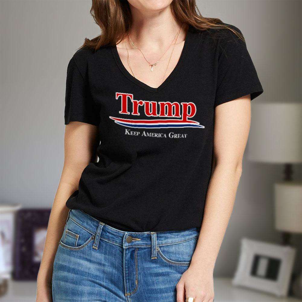 Designs by MyUtopia Shout Out:Trump Ladies' V-Neck T-Shirt
