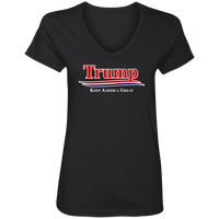 Load image into Gallery viewer, Designs by MyUtopia Shout Out:Trump Ladies&#39; V-Neck T-Shirt,S / Black,Ladies T-Shirts
