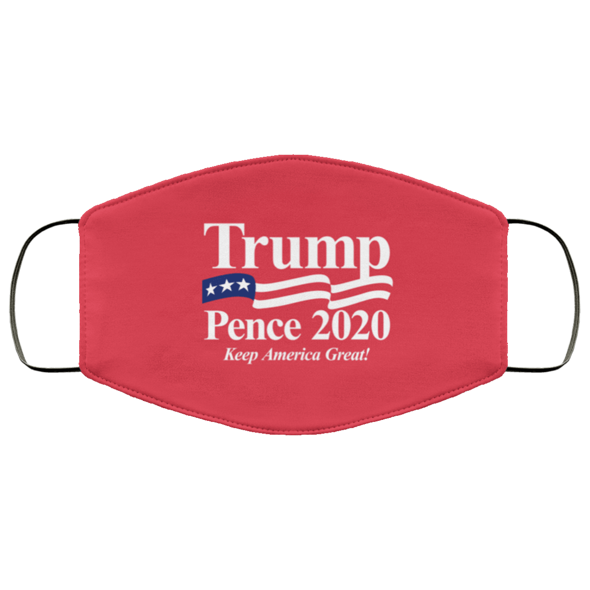 Designs by MyUtopia Shout Out:Trump Pence 2020 Adult Fabric Face Mask with Elastic Ear Loops,3 Layer Fabric Face Mask / Red / Adult,Fabric Face Mask