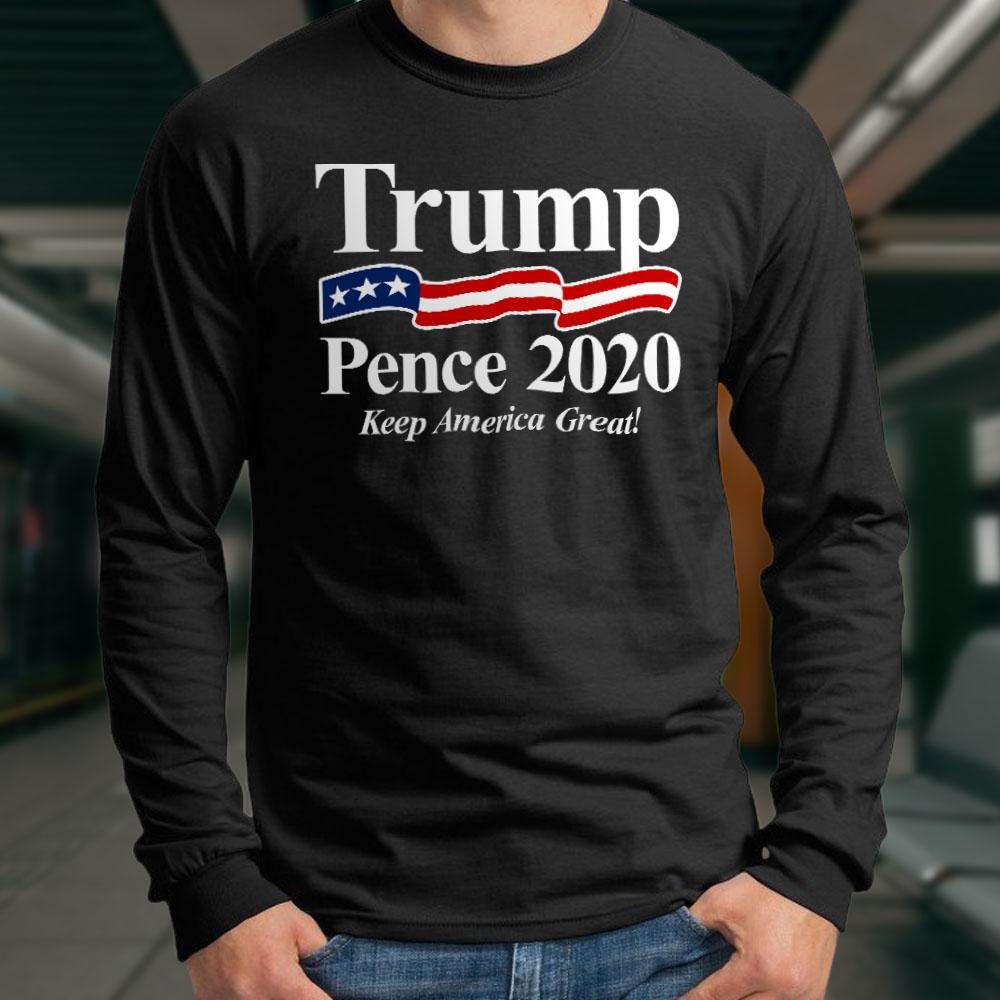 Designs by MyUtopia Shout Out:Trump Pence 2020 Long Sleeve Ultra Cotton T-Shirt