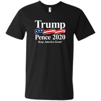 Load image into Gallery viewer, Designs by MyUtopia Shout Out:Trump Pence 2020 Men&#39;s Printed V-Neck T-Shirt,S / Black,Adult Unisex Vneck Tee
