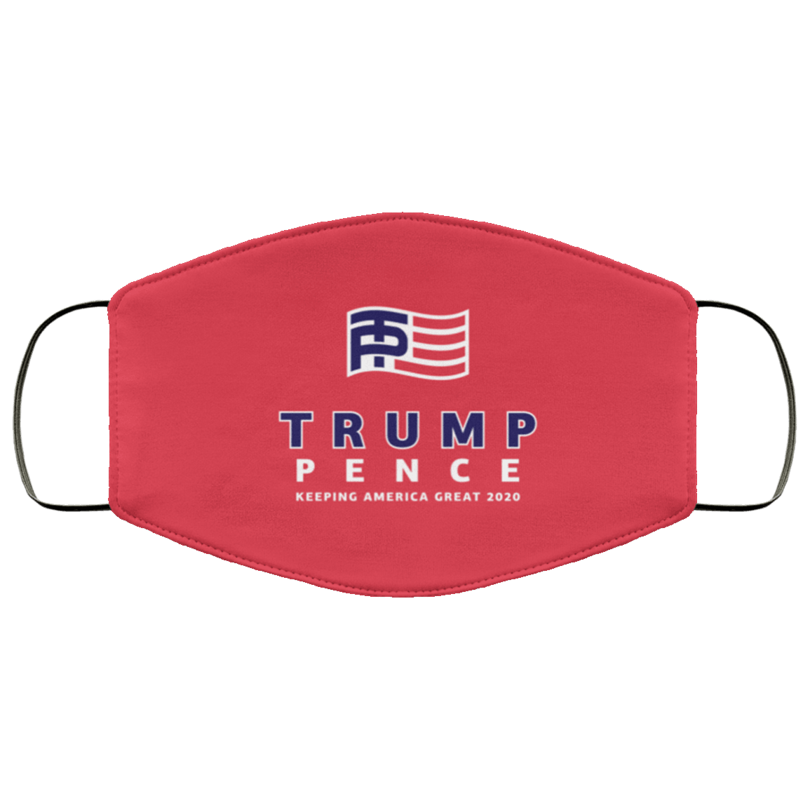 Designs by MyUtopia Shout Out:Trump Pence Keeping America Great 2020 Adult Fabric Face Mask with Elastic Ear Loops,3 Layer Fabric Face Mask / Red / Adult,Fabric Face Mask
