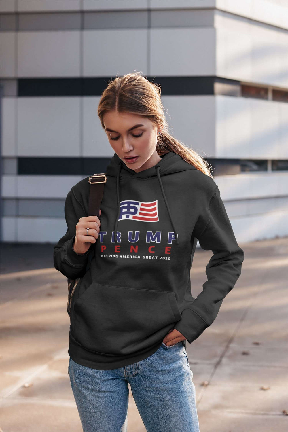 Designs by MyUtopia Shout Out:Trump Pence Keeping America Great 2020 Core Fleece Pullover Hoodie