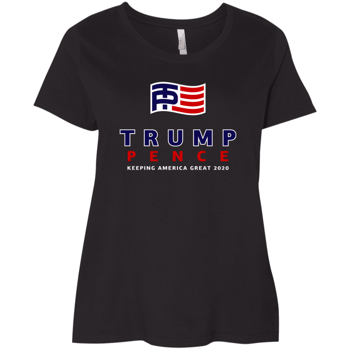 Designs by MyUtopia Shout Out:Trump Pence Ladies' Plus Size Curvy T-Shirt,Black / Plus 1X,Ladies T-Shirts
