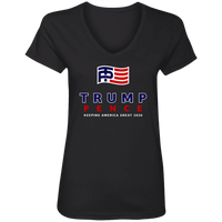 Load image into Gallery viewer, Designs by MyUtopia Shout Out:Trump Pence Ladies&#39; V-Neck T-Shirt,S / Black,Ladies T-Shirts
