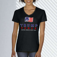 Load image into Gallery viewer, Designs by MyUtopia Shout Out:Trump Pence Ladies&#39; V-Neck T-Shirt
