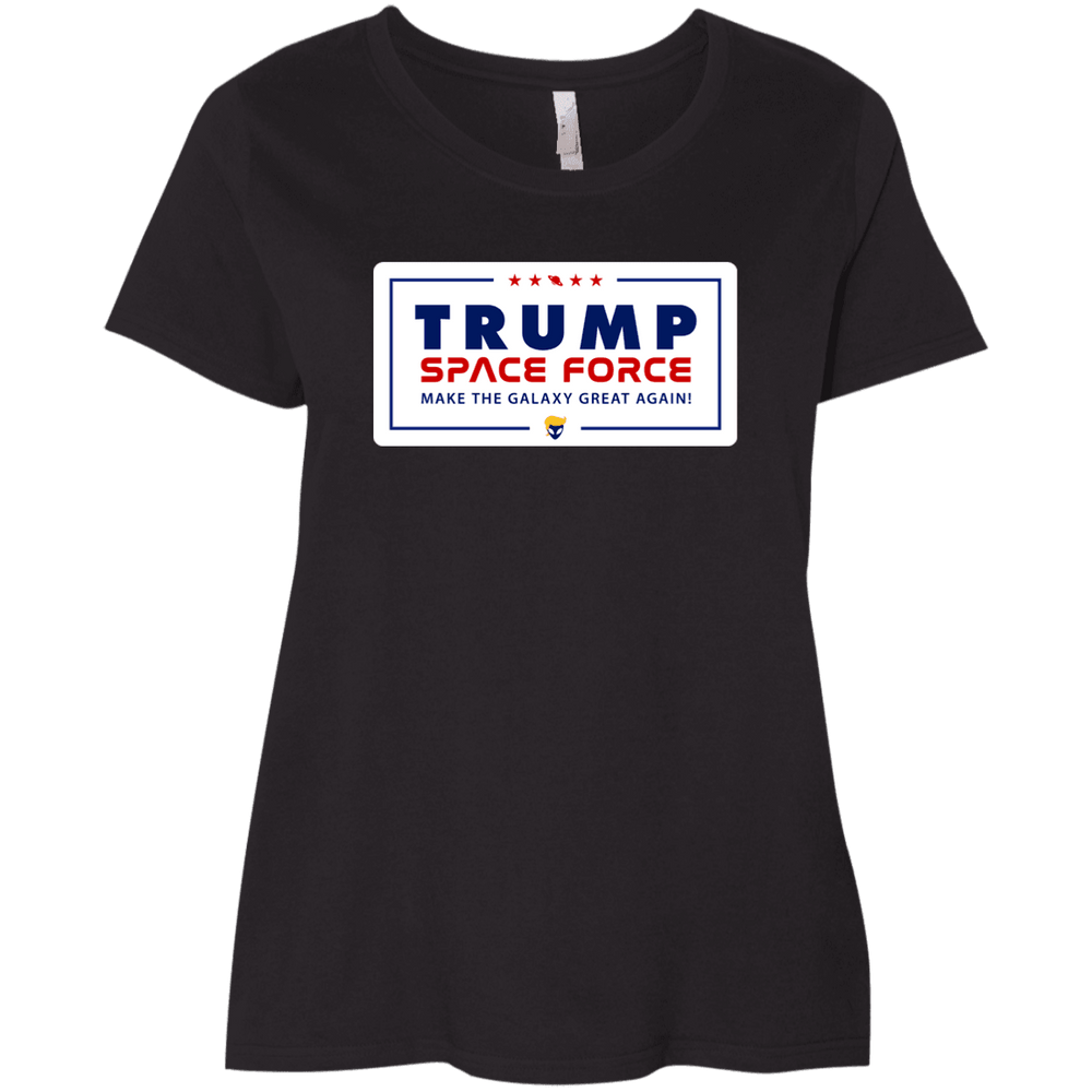 Designs by MyUtopia Shout Out:Trump Space Force Ladies' Plus Size Curvy T-Shirt,Black / Plus 1X,Ladies T-Shirts