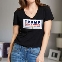 Load image into Gallery viewer, Designs by MyUtopia Shout Out:Trump Space Force Ladies&#39; V-Neck T-Shirt
