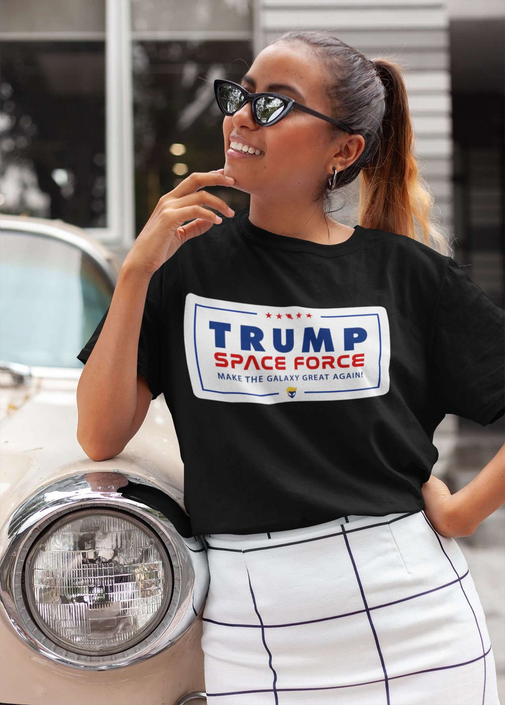 Designs by MyUtopia Shout Out:Trump Space Force Make The Galaxy Great Again Unisex Jersey Short-Sleeve T-Shirt
