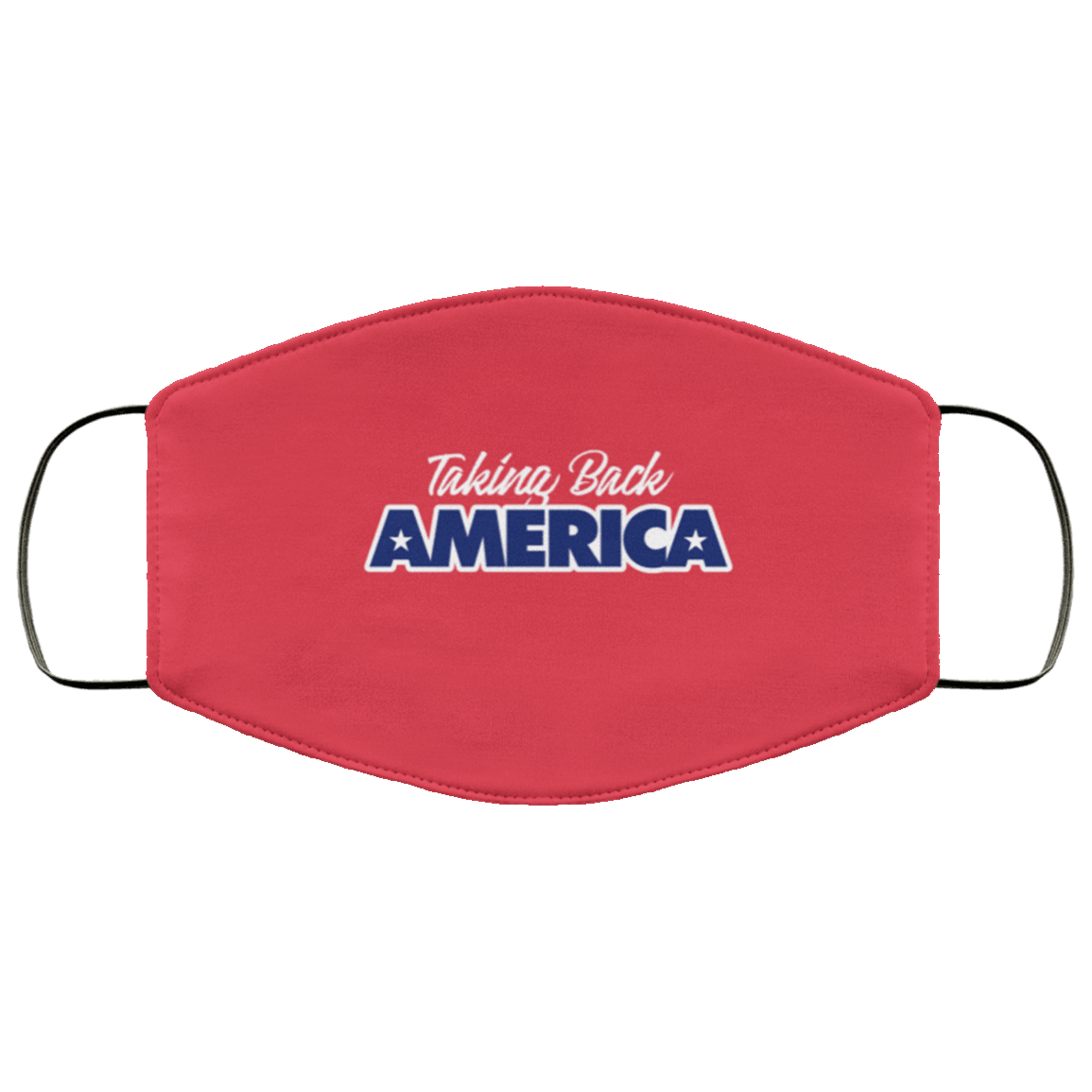 Designs by MyUtopia Shout Out:Trump Taking Back America Adult Fabric Face Mask with Elastic Ear Loops,3 Layer Fabric Face Mask / Red / Adult,Fabric Face Mask