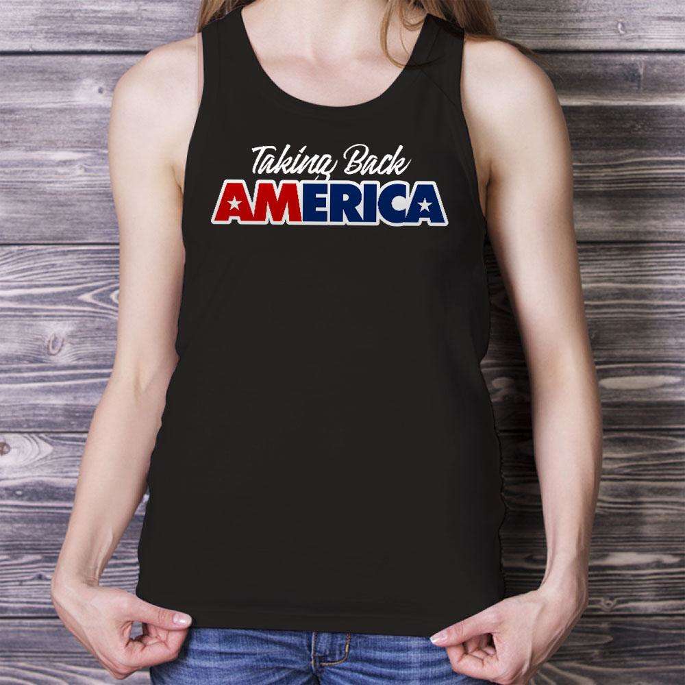 Designs by MyUtopia Shout Out:Trump Taking Back America Unisex Tank