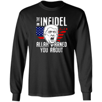 Load image into Gallery viewer, Designs by MyUtopia Shout Out:Trump The Infidel Allah Warned You About Long Sleeve Ultra Cotton T-Shirt,S / Black,Long Sleeve T-Shirts
