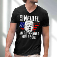 Load image into Gallery viewer, Designs by MyUtopia Shout Out:Trump The Infidel Allah Warned You About Men&#39;s Printed V-Neck T-Shirt
