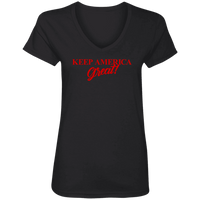 Load image into Gallery viewer, Designs by MyUtopia Shout Out:Trump to Keep America Great Ladies&#39; V-Neck T-Shirt,S / Black,Ladies T-Shirts
