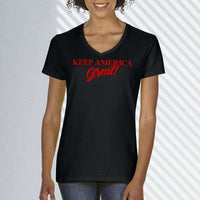 Load image into Gallery viewer, Designs by MyUtopia Shout Out:Trump to Keep America Great Ladies&#39; V-Neck T-Shirt
