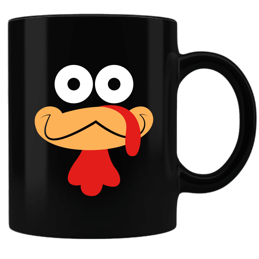 Designs by MyUtopia Shout Out:Turkey Face Black Ceramic Coffee Mug,Black,Ceramic Coffee Mug