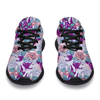 Load image into Gallery viewer, Designs by MyUtopia Shout Out:Unicorns and Roses on Purple Sport Sneakers
