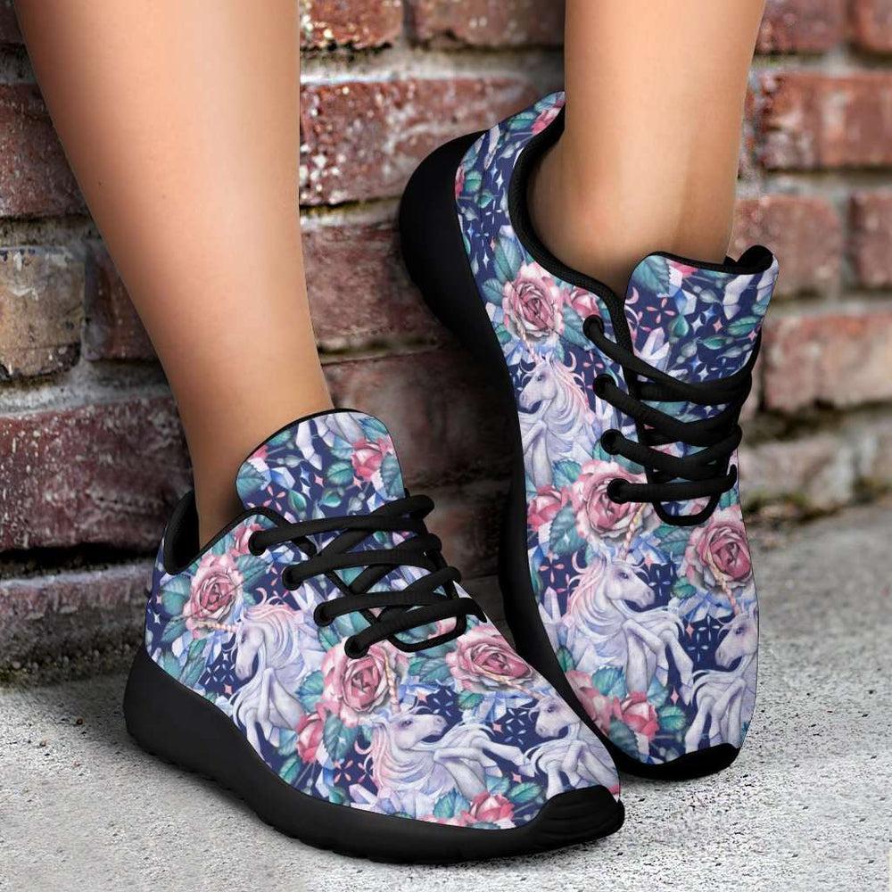 Designs by MyUtopia Shout Out:Unicorns and Roses Sport Sneakers