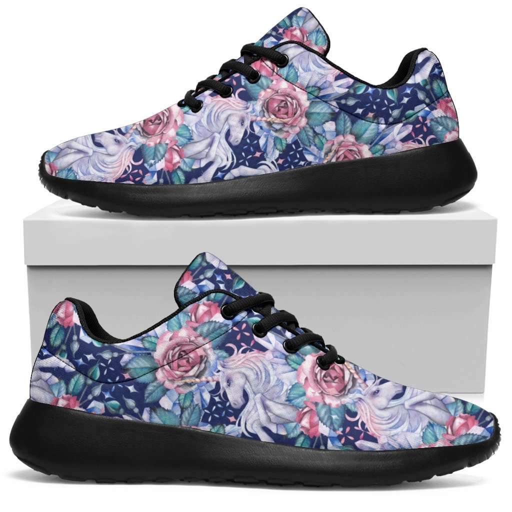 Designs by MyUtopia Shout Out:Unicorns and Roses Sport Sneakers,Women's / Women's US5.5 (EU36) / Multi,Sport Sneakers