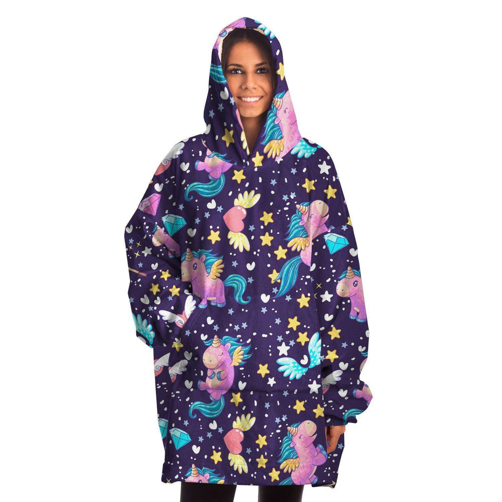 Designs by MyUtopia Shout Out:Unicorns in Space - microfiber fleece Snug Hoodie,ONSIZE,Snug Hoodie - AOP