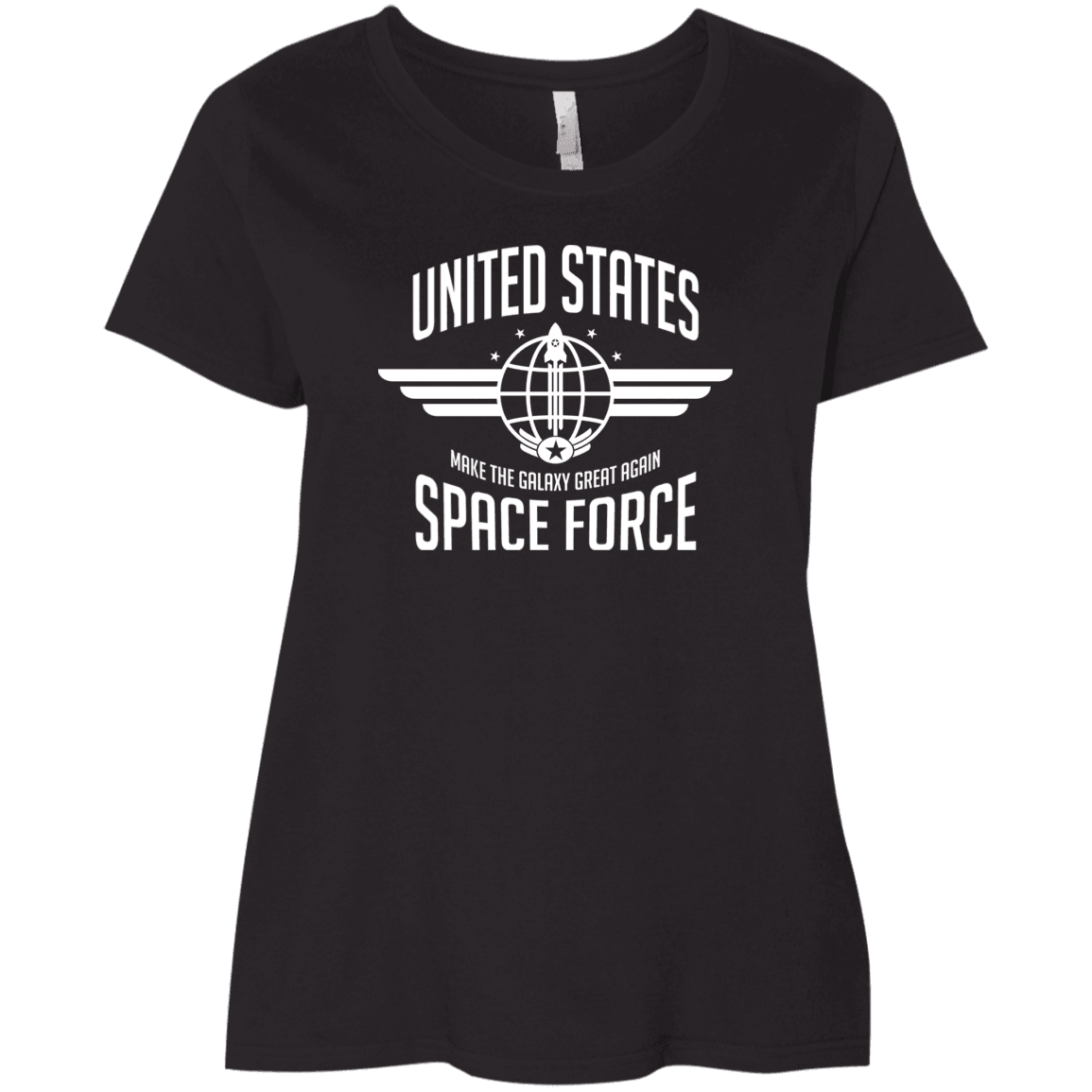 Designs by MyUtopia Shout Out:United States Space Force Ladies' Plus Size Curvy T-Shirt,Black / Plus 1X,Ladies T-Shirts