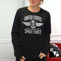 Load image into Gallery viewer, Designs by MyUtopia Shout Out:United States Space Force Trump Long Sleeve Ultra Cotton T-Shirt
