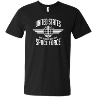 Load image into Gallery viewer, Designs by MyUtopia Shout Out:United States Space Force Trump Men&#39;s Printed V-Neck T-Shirt,S / Black,Adult Unisex Vneck Tee
