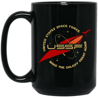 Load image into Gallery viewer, Designs by MyUtopia Shout Out:United States Space Force USSF Ceramic Coffee Mug,BM15OZ 15 oz. Black Mug / Black / One Size,Apparel

