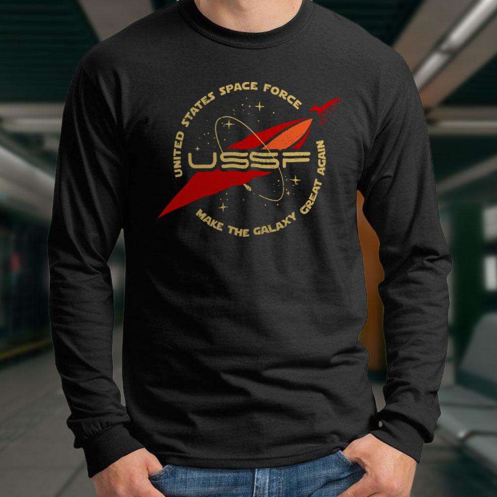Designs by MyUtopia Shout Out:United States Space Force USSF Long Sleeve Ultra Cotton T-Shirt