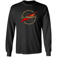 Load image into Gallery viewer, Designs by MyUtopia Shout Out:United States Space Force USSF Long Sleeve Ultra Cotton T-Shirt,S / Black,Long Sleeve T-Shirts
