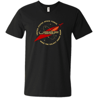 Load image into Gallery viewer, Designs by MyUtopia Shout Out:United States Space Force USSF Men&#39;s Printed V-Neck T-Shirt,S / Black,Adult Unisex Vneck Tee
