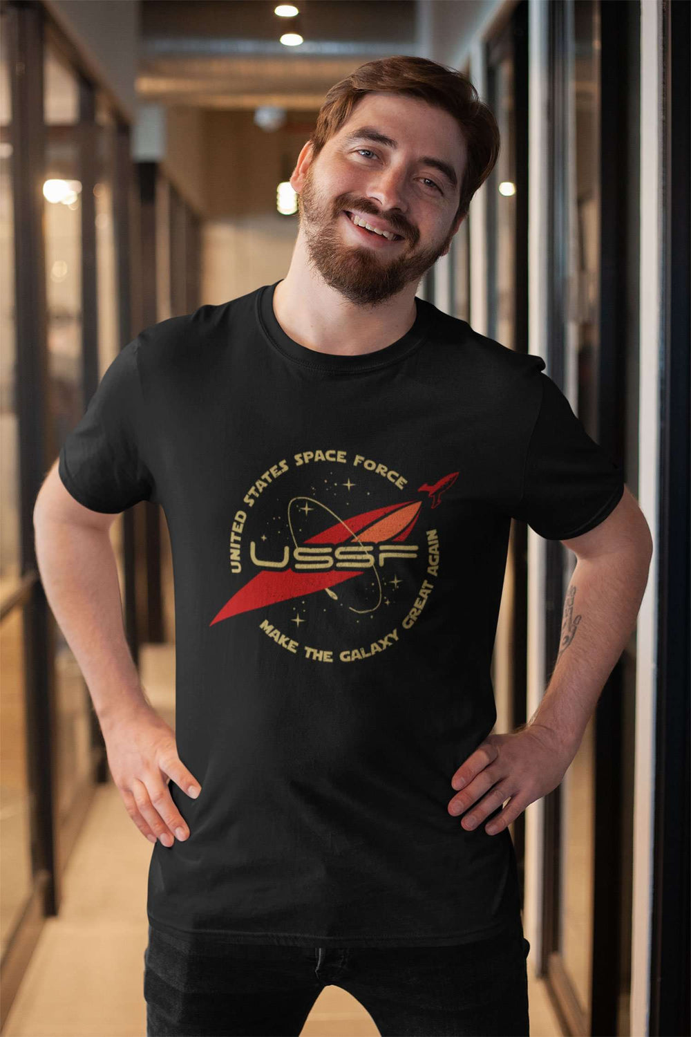 Designs by MyUtopia Shout Out:United States Space Force USSF Unisex Jersey Short-Sleeve T-Shirt