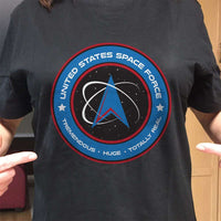 Load image into Gallery viewer, Designs by MyUtopia Shout Out:United States Space Force v1 Adult Unisex Black T-Shirt
