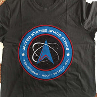 Load image into Gallery viewer, Designs by MyUtopia Shout Out:United States Space Force v1 Adult Unisex Black T-Shirt
