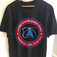 Load image into Gallery viewer, Designs by MyUtopia Shout Out:United States Space Force v2 Adult Unisex Black T-Shirt,S / Black,Adult Unisex T-Shirt
